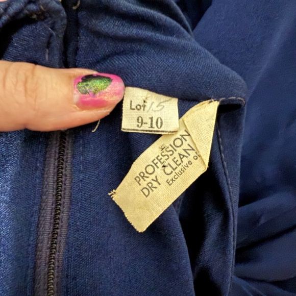 Vintage 1970sNavy Blue Halter Maxi Dress with Faux Turquoise Embelishment Size S - Picture 8 of 8